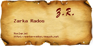 Zarka Rados névjegykártya